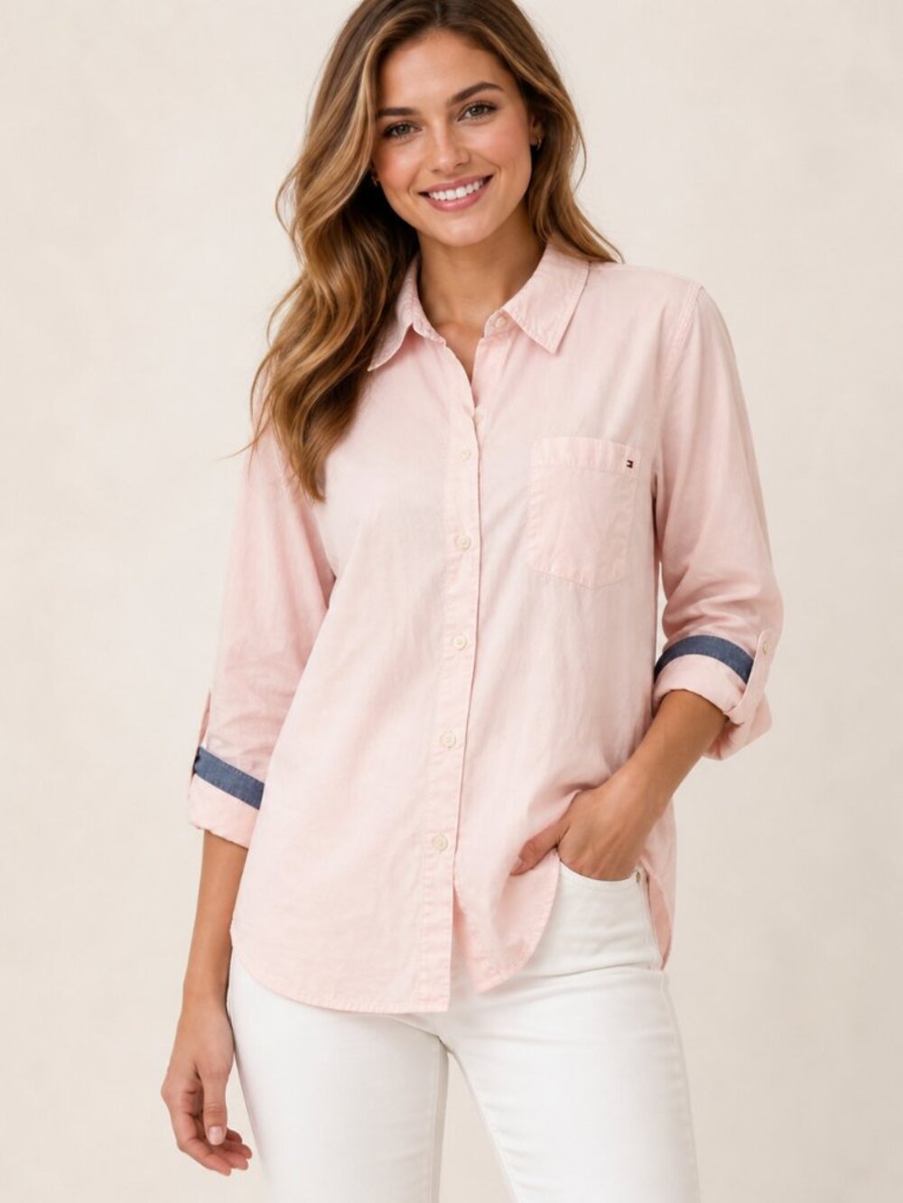 Tommy Hilfiger Pink Lined Button-Front Shirt